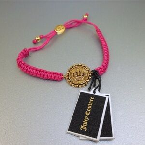 Juicy Couture Pink Rope Gold Tone Friendship Adjustable Bracelet NWT